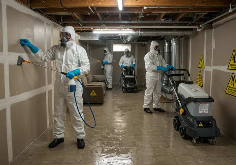 Basement Moisture Removal and Structural Drying process in Belford, NJ